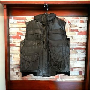 Vintage 80s SunDown Quilted Puffer Vest Metallic Gray Large